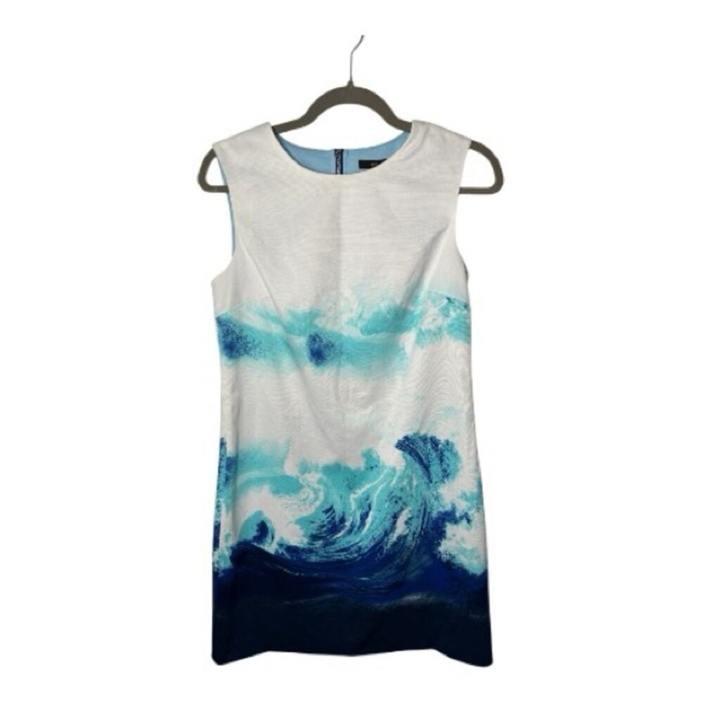 Cynthia Steffe White Blue Print Sleeveless Dress 4